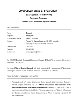 Curriculum Vitae - Comune di VICARI