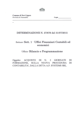 Settore&icirc; Sett. 1 ` Uffici Finanziari Contabili ed
