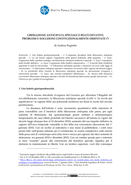 Liberazione anticipata speciale e reati ostativi