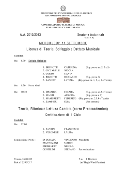 Il calendario - Conservatorio Verona
