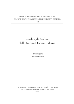 Guida agli Archivi dell`Unione Donne Italiane