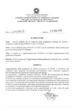 Graduatoria provvisoria aggiornamento Tromba e Trombone