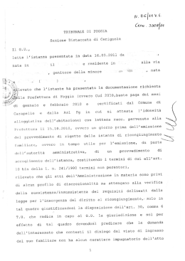 Sentenza del Tribunale di Foggia n. 3308 del 14 novembre 2011
