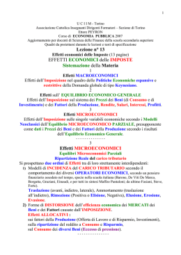 Lezione n&deg; 13 EFFETTI ECONOMICI delle IMPOSTE