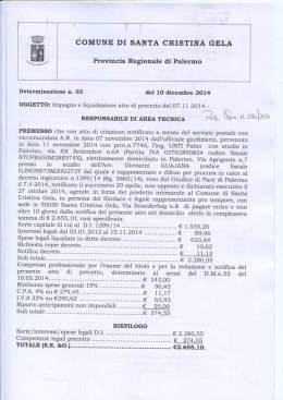 Impegno e liquidazione atto di precetto del 07.11.2014