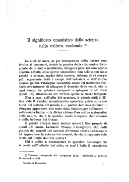 Il significato umanistico nella cultura della scienza