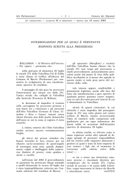 interrogazioni per le quali e` pervenuta risposta scritta alla presidenza