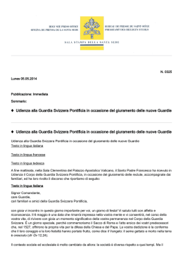 Udienza alla Guardia Svizzera Pontificia in occasione del
