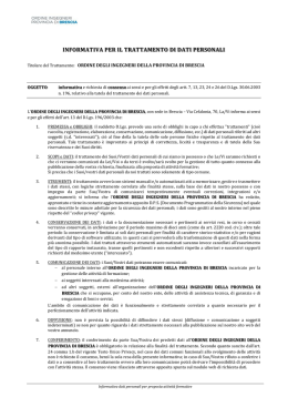 INFORMATIVA PER IL TRATTAMENTO DI DATI PERSONALI