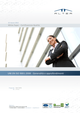 UNI EN ISO 9001:2008 - Generalit&agrave; e approfondimenti