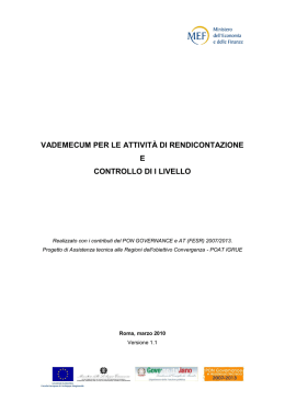 vademecum per le attivit&agrave; di rendicontazione e controllo di i livello