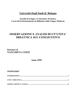 osservazione e analisi di un`unita` didattica sul