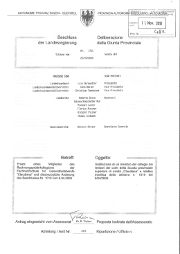 Page 1 AUTONOME PROVINZ BOZEN S&Uuml;DTIROL Beschluss der