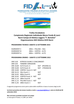 Trofeo Arcobaleno Campionato Regionale Individuale Mezzo Fondo