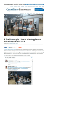 Il Boella compie 15 anni e festeggia con #OneDayInBoella2015