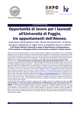 Universit&agrave; degli Studi di Foggia Comunicato stampa