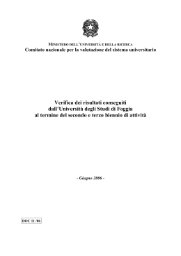 Verifica dei risultati conseguiti dall`Universit&agrave; degli Studi di Foggia al