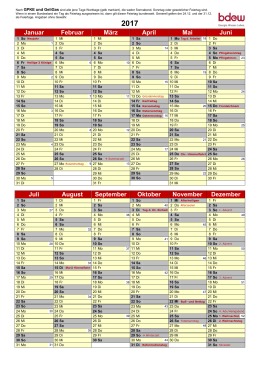 Feiertagskalender 2017 nach GPKE und GeLi Gas