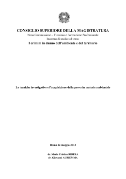 Un documento interessante del CSM sui rifiuti