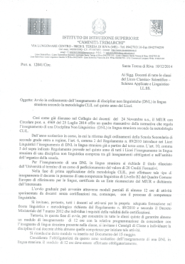 Avvio in ordinamento dell`insegnamento di discipline non linguistiche