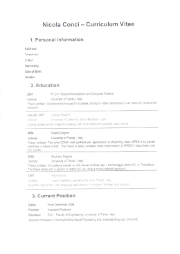 Nicola Conci - Curriculum Vitae