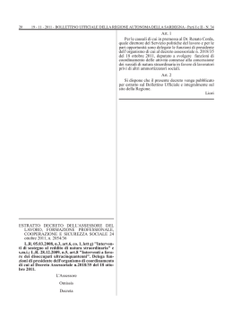 zione, Bilancio, Credito e Assetto del Territorio ed alle