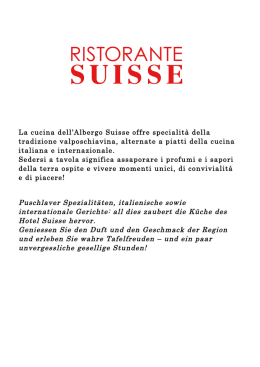 Carta menu - Hotel Suisse