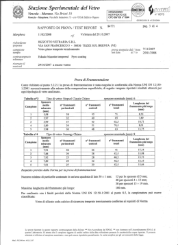 Prova di frammentazione secondo la norma UNI EN 12150