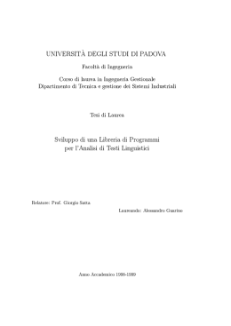 Sviluppo di una Libreria di Programmi per l`analisi di Testi Linguistici