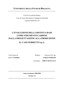 L`EVOLUZIONE DELLA DISTINTA BASE COME STRUMENTO