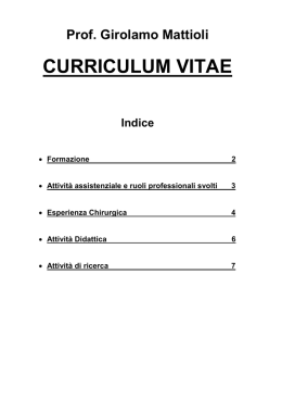 curriculum vitae del dott. girolamo mattioli