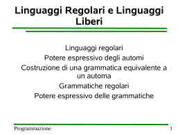 Linguaggi Regolari e Linguaggi Liberi