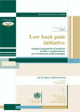 Low back pain initiative strategie terapeutiche di medicina termale e