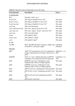 Table S1. Bacterial strains and plasmids used in this study. Strain