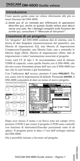 DM-4800 Guida veloce Introduzione Creazione di un progetto