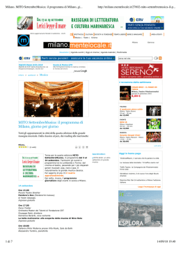 Milano. MITO SettembreMusica: il programma di Milano, giorno per