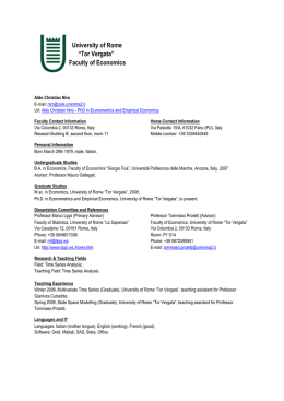 University of Rome &ldquo;Tor Vergata&rdquo; Faculty of Economics