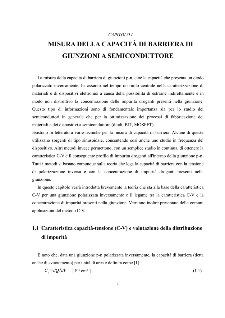 Misura Della Capacita Di Barriera Di Giunzioni A Semiconduttore