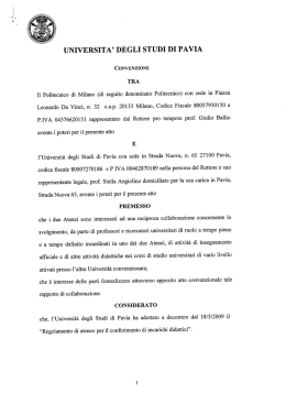 UNIVERSITA` DEGLI STUDI DI PAVIA