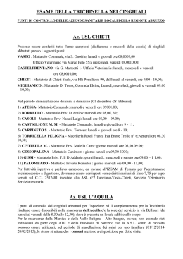 Punti di controllo delle Aziende USL della Regione Abruzzo per