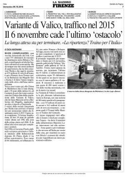 Variante di Valico, traffico nel 2015 Il 6 novembre cade l`ultimo