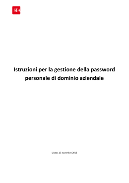 Istruzioni per la gestione della password personale di