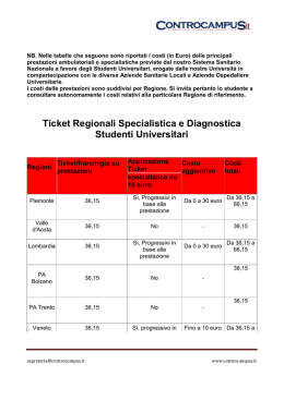 Costi Ticket Studenti Universitari
