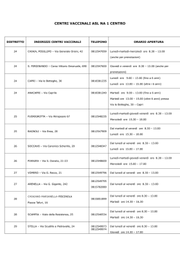 Sedi e Orari dei Centri Vaccinali