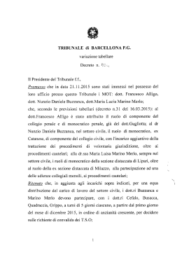 TRIBUNALE di BARCELLONA P.G. variazione tabellare Decreto n