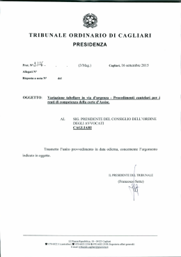 Variazione Tabellare - Ordine degli Avvocati di Cagliari