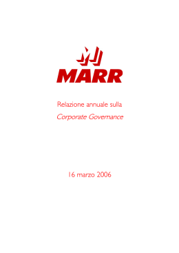 Relazione annuale sulla Corporate Governance - Esercizio