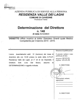 Dott. Girardi Gianpiero - APSP Residenza Valle Dei Laghi