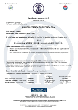 Certificato Saldatura UNI EN 15085