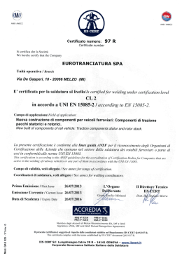 UNI EN 15085-2 Cert. nr. 97 R